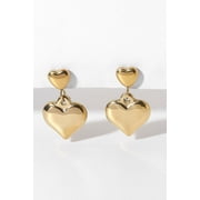 TRENDSI 14K Gold Plated Double Heart Stud Earrings