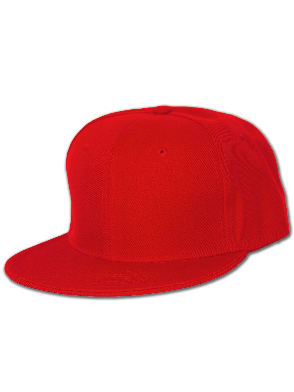 Blank Flat Bill Baseball Hat 7 Red