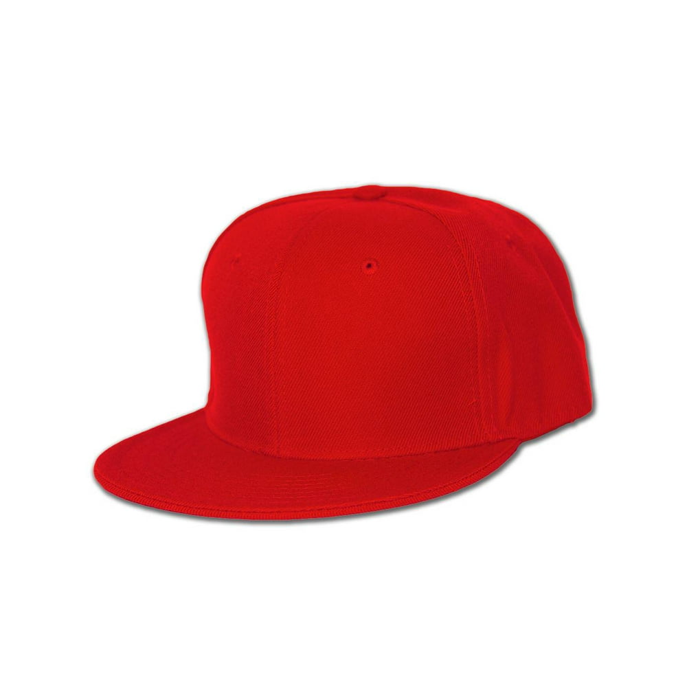 Flatbill Blank Flat Bill Baseball Hat (More Colors Available), 7 Red