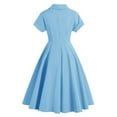thumbnail image 3 of Vestido retro de manga corta con cuello de muñeca y temperamento en la cintura para mujer Pompotops  ghjkhdj9993, 3 of 5