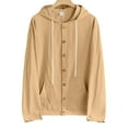 thumbnail image 2 of pstuiky Camisas casuales de manga larga para hombre, Camisa informal abotonada para hombre, holgada y versátil, de color sólido, con capucha y manga larga. Top de manga larga con capucha para hombre., 2 of 9