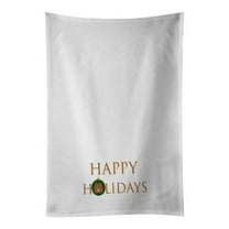 Carolines Treasures CK9562WTKT 28 x 19 in. Unisex Elo Dog-Dog Face Happy Holidays Christmas White Dish Towels Kitchen Towel - Set of 2