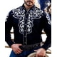 thumbnail image 1 of Camisa tribal occidental de mezclilla para hombre, informal, para fiestas al aire libre, patrón HD, botones, suave, cómoda, camisa de solapa, camiseta de manga larga, 1 of 6