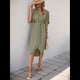 thumbnail image 4 of Vestidos de Corta para Mujer, Cuello en V, Plisados, Ajustados, Fluidos, con Vuelo, Corte Recto, Irregulares, Midi. Verde S, 4 of 10