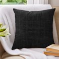 thumbnail image 3 of 16x16 Pillow Covers Set of 2, Minimalist Solid Color Throw Pillow Covers Decorative Couch Cushion Case, Abstract Woven Texture Vintage Black Microfiber Square Pillowcases for Bedroom Car Living Room, 3 of 9