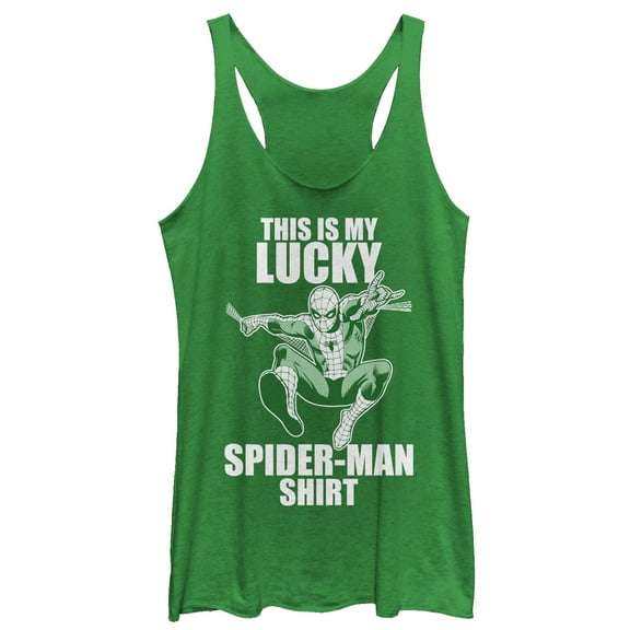 Women's Marvel St. Patrick's Day Spider-Man Lucky  Racerback Tank Top Envy Green X Large