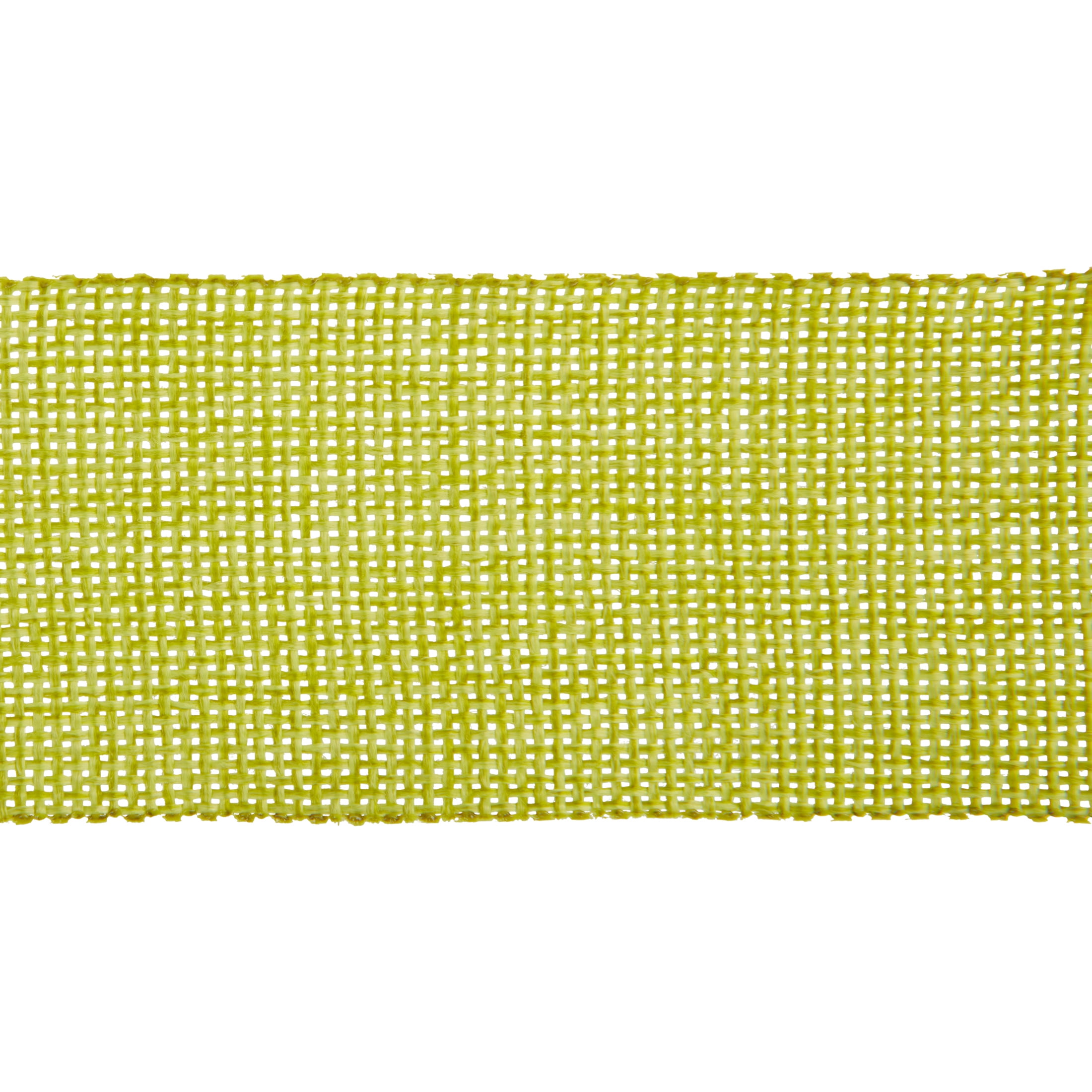 Offray Ribbon, Lemongrass Green 1 1/2 inch Woven Burlap Woven Ribbon, 9 feet