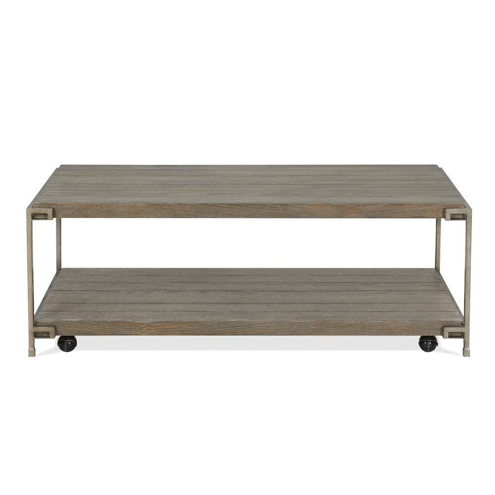 Roundhill Furniture Wood/Metal Corbeta Coffee Table with Casters in Gray