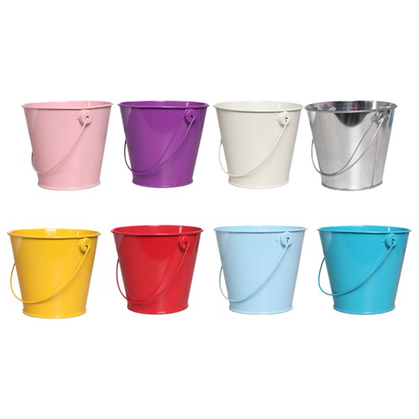 Cubo de Metal Pequeño con Asa, Mini Cubo para Juguetes de Playa para Decoración de Fiestas, Aula, Cubo de Almacenamiento de Escritorio, 8 Piezas B