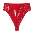 thumbnail image 4 of TiaoBug Culottes Bikini à Fermeture Éclair pour Femmes en Cuir Verni avec Boucles Rouge m, 4 of 6