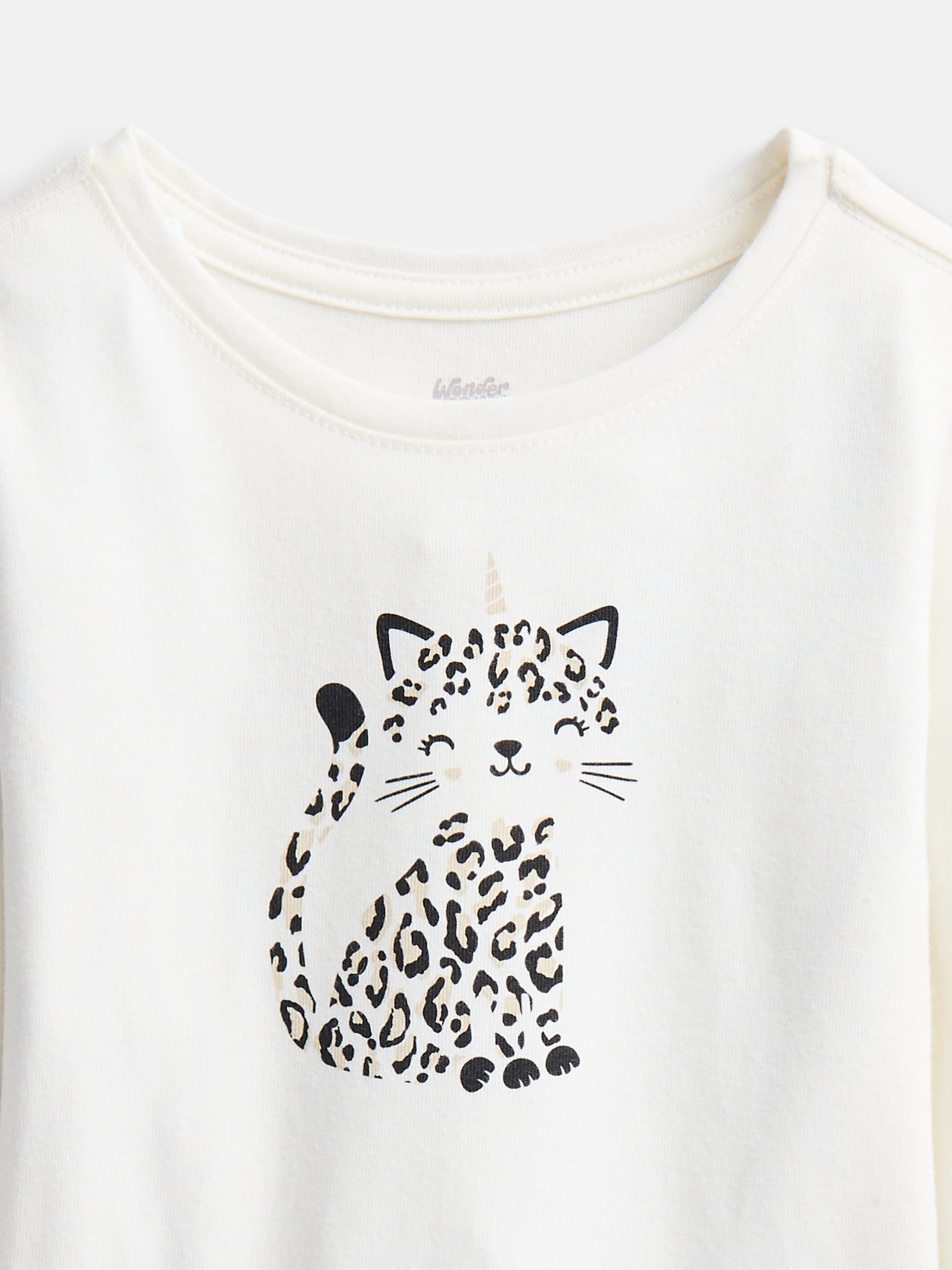 Wonder Nation Baby and Toddler Girls' Graphic Tee with Long Puff Sleeves, Sizes 0M-5T