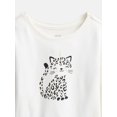 thumbnail image 2 of Wonder Nation Baby and Toddler Girls' Graphic Tee with Long Puff Sleeves, Sizes 0M-5T, 2 of 3