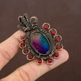 thumbnail image 3 of Natural Rainbow Solar Quartz,Garnet Gemstone Copper Wire Wrap Pendant 2.76", 3 of 4