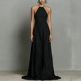 thumbnail image 5 of ClodeEU Women's Halter Neck A Line Floor Length Evening Gown with Pockets Black,Women's Plus L, 5 of 6