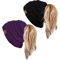 thumbnail image 1 of HSHDLDF Ponytail Messy Bun BeanieTail Women's Beanie Solid Ribbed Hat Cap, 1 of 7