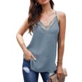 thumbnail image 2 of Mujeres V cuello camisola Top sin mangas encaje ajuste espaguetis correa básica Tank Top para verano, 2 of 7