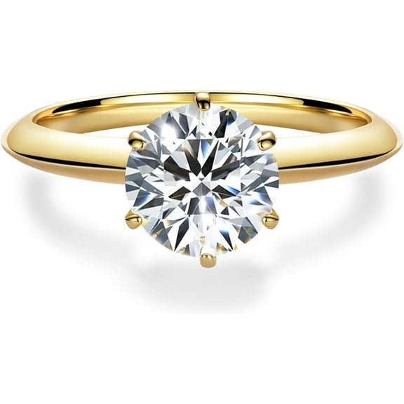 Lab Grown Diamond E-F Round VS Solitaire Ring 1.00Ctw Solid 14K Yellow Gold With EGL Certified