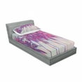 thumbnail image 3 of Ambesonne Nature Fitted Sheet & Pillow Sham Set, Hawaiian Tropic Palms, Queen, Fuchsia Purple Green, 3 of 3
