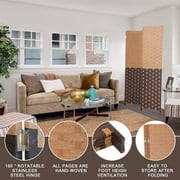4-Panel Room Dividers and Folding Privacy Screens Partition Walls for Bedroom Wooden Screen Divider Portable Freestanding Privacy Wall, CM