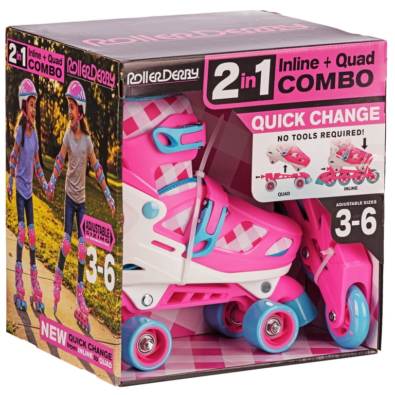 Roller Derby Girls 2-in-1 Roller/Inline Skates, Pink Gingham photo 5