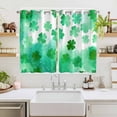 thumbnail image 2 of St. Patrick's Day Kitchen Curtains Window Panels, Watercolor Country Green Lucky Clovers Insulated Window Treatment Curtain, Grommet Curtains for Bedroom/Living Room/Bathroom, 2 Piece 52"Wx72"L, 2 of 8