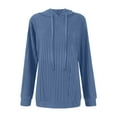 thumbnail image 5 of Lenpel Women's Plus Size Hoodies Ribbed Knit Drawstring Long Sleeve Shirts Soft Casual Tunic Tops Lightweight Knit Sweaters(Blue,Medium), 5 of 7