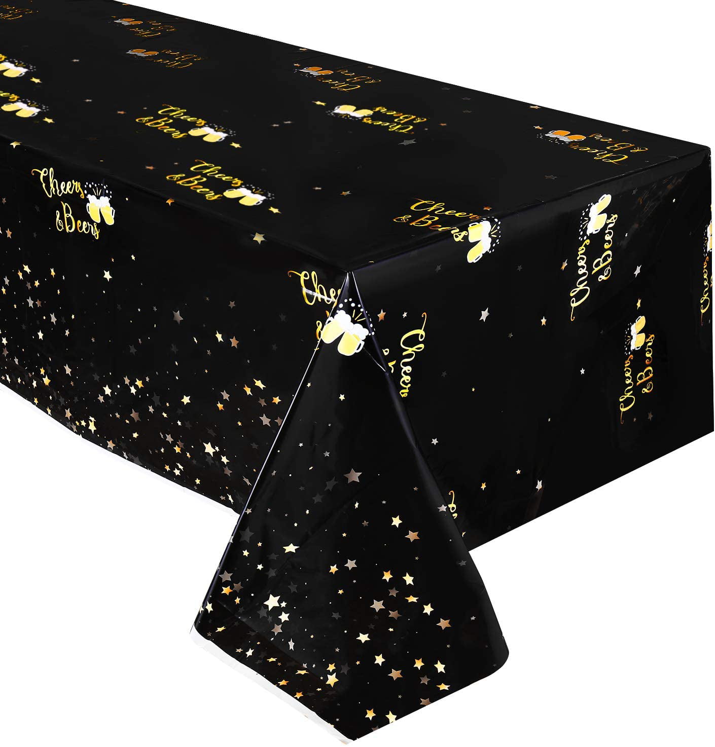 Black and Gold Tablecloth Disposable Plastic Table
