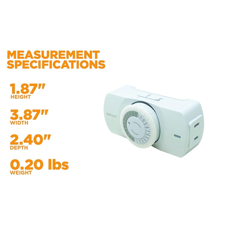 Woods Narrow Indoor 24-Hour Mechanical Timer, White photo 7