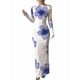 thumbnail image 1 of Vestidos Largos Ajustados con Frunces, de Larga y Estampado Floral para Mujer, para Fiesta, Club y Otoño/. Flores Moradas XL, 1 of 8