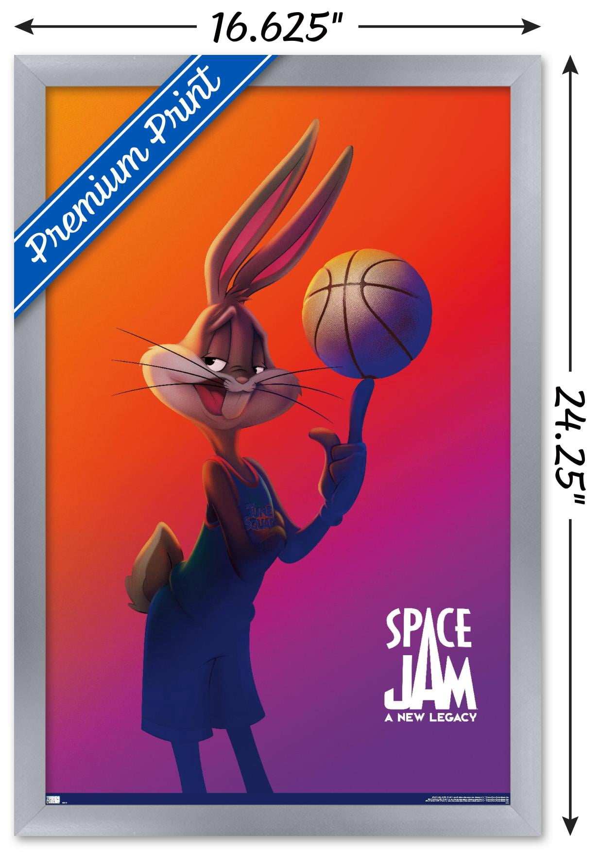Space Jam: A New Legacy - Bugs Bunny One Sheet Wall Poster, 14.725" x 22.375", Framed