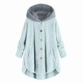 thumbnail image 1 of Womens Cardigan Plus Size Button Plush Tops Hooded Loose Cardigan Wool Coat Winter Jacket Navy Xl, 1 of 3