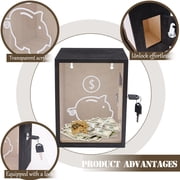 Clear Piggy Bank with Lock, Large Money Saving Jar, Penny Piggy Bank Box Container for Cash Saving, Openable Money Coin Change Bank for Adults Kids Boys Girls