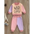 thumbnail image 5 of Hirigin Toddler Baby Girl Clothes 1T 2T 3T 4T 5T Fall Winter Outfits Funny Letter Long Sleeve Contrast Color Sweatshirt and Pants Sets, 5 of 8