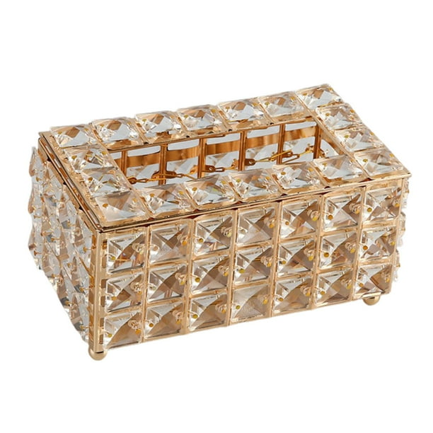 Fundas para cajas de pañuelos de cristal brillante, porta servilletas, decoración para el tocador de la cocina y el coche. un dorado