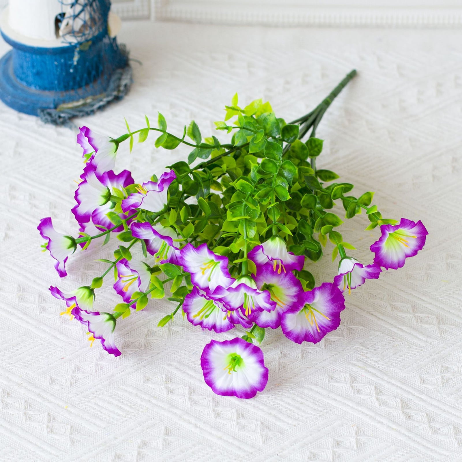 OIUR Faux Petunia Flowers Bunch Outdoor Artificial Flowers Realistic UV Resistant Fake Flowers for Porch Patio Window Box Hanging Basket