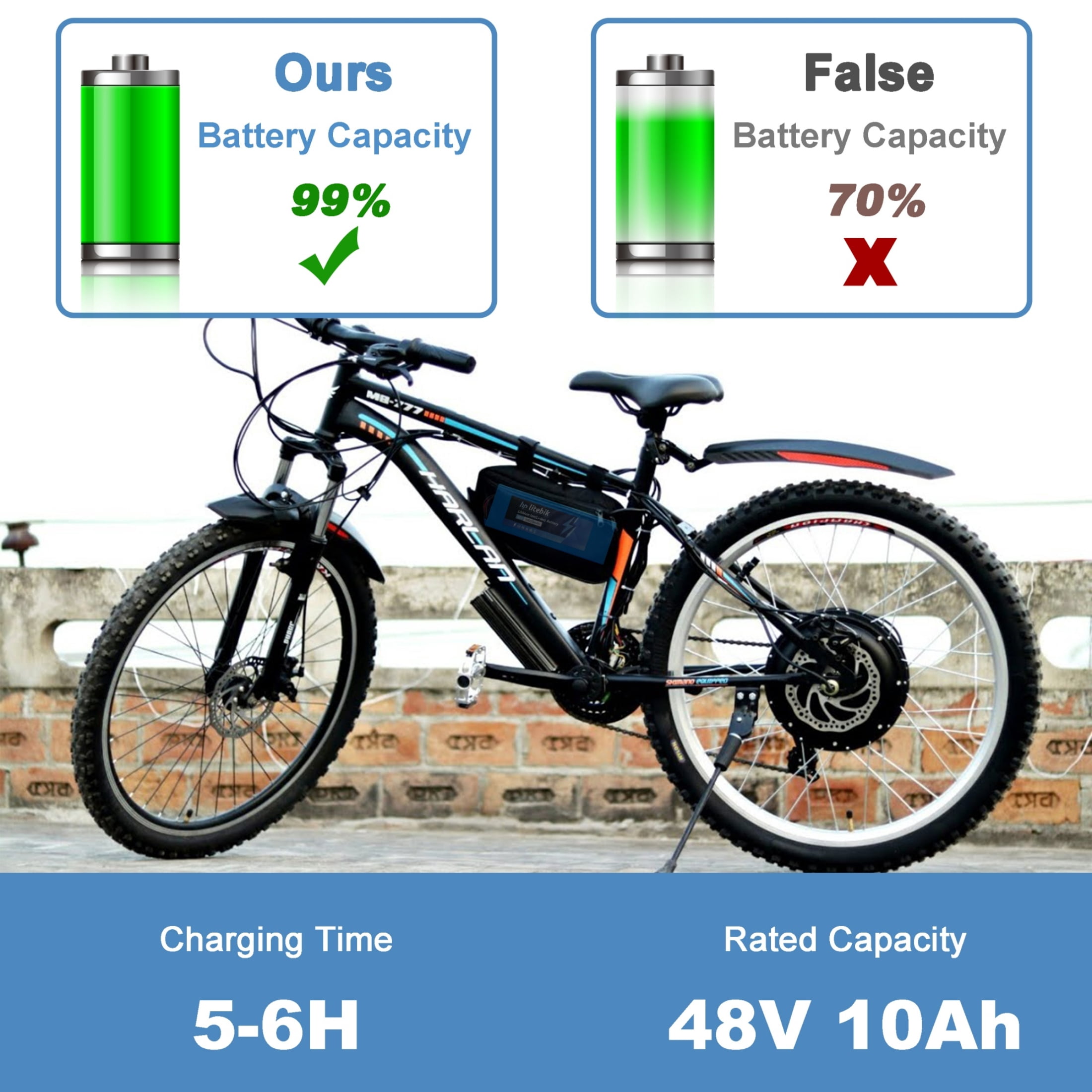 48v 10ah Battery Bicycle 48v Lithium Battery Pack Ebike Battery 750W for Adult Electric Bike