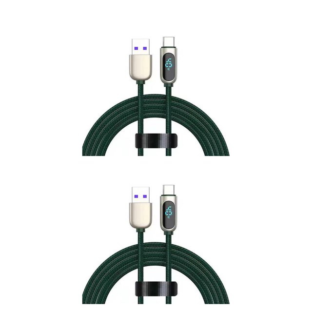 Matsuzay Línea de datos portátil 5A Anti-óxido Pantalla digital de 1,2 m Banco de energía de 480 Mbps Cable de reemplazo de carga rápida Verde 40 W Type2 NO2