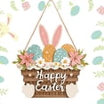 thumbnail image 2 of Wooden Bunny Easter Wreath for Front Door Decor, Wood Easter Bunny Door Sign, Spring Doors Sign Decoration, Home Outdoor Indoor Fireplace Window Wall Hanging Decoration, 2 of 9