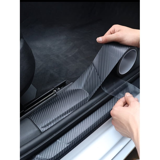 1pc 3cm Wide 5m Long Car Door Sill Protector With Carbon Fiber Pattern To Prevent Scratches And Scruffs
