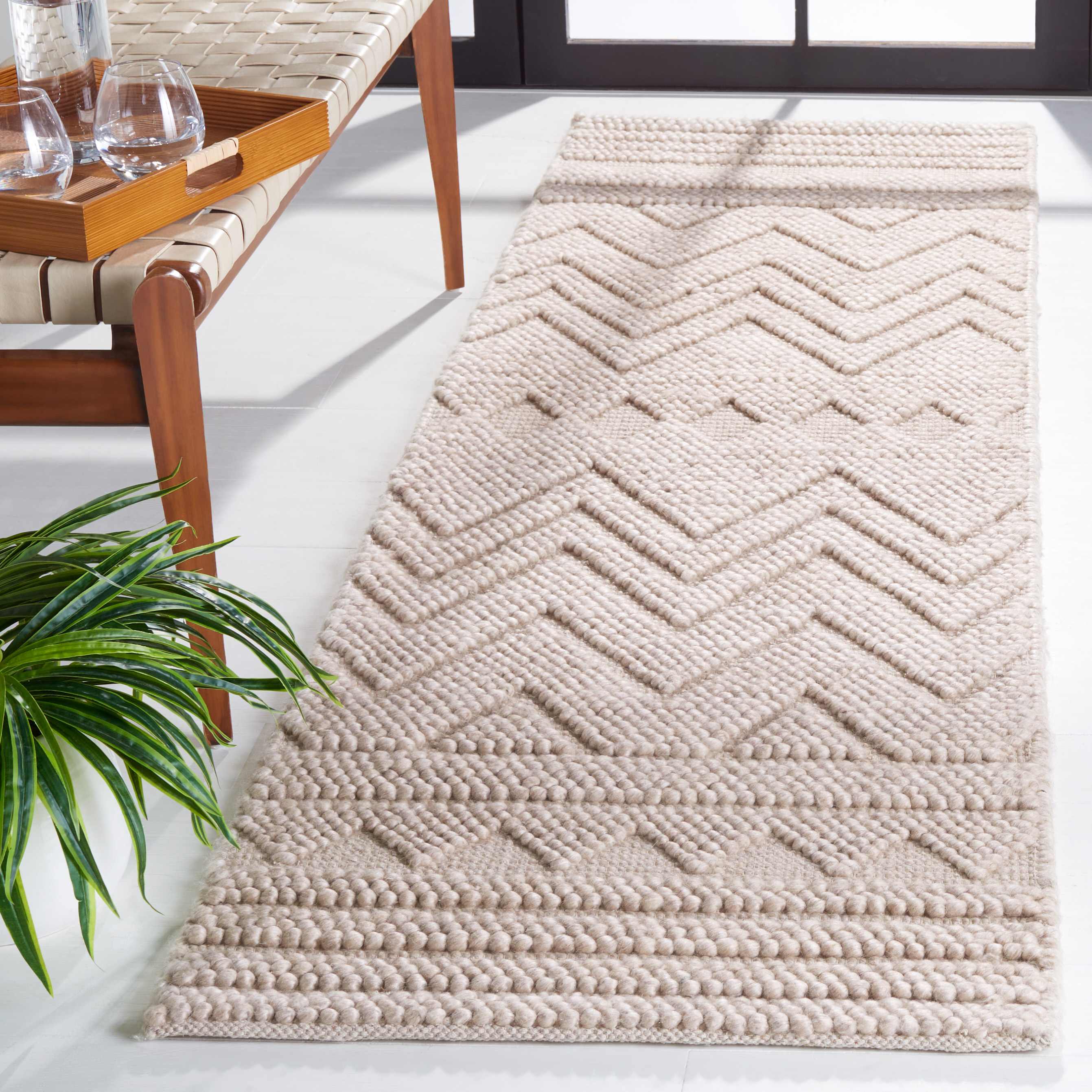 SAFAVIEH Natura Braylon Striped Runner Rug, Beige, 2'3" x 8'