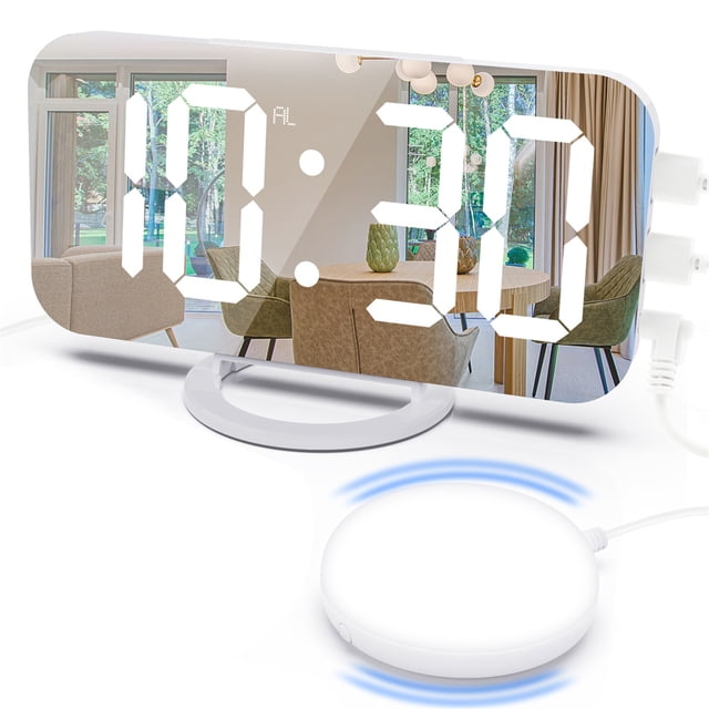 Alarma eléctrica Shaker Shaker USB LED Digital Mostrar Reloj de 3 engranajes Ajustable Despierte de despertador Noche Suministro de luz para oficina Blanco Inevent HA011219-02B