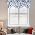 thumbnail image 4 of Vintage Dark Tie Up Window Valance Blue Flowers Leaf Hummingbird Rustic Tie-up Valance for Kitchen Windows Adjustable Small Curtain Balloon Shades for Kitchen Bathroom Cafe 42x12inch, 4 of 9
