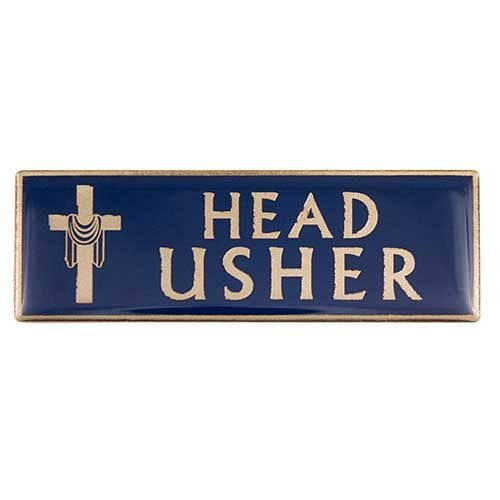 BLACK CHURCH USHER NAME BADGE ROUNDED CORNERS STRONG MAGNET FASTENER 10 GOLD 