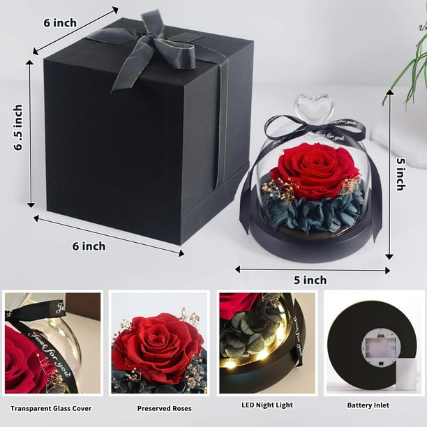 Rose préservée, fleurs préservées pour livraison Prime, cadeaux de rose unique pour femmes, cadeaux de rose véritable pour elle, cadeaux d' anniversaire, fleurs de Saint-Valentin pour petite amie