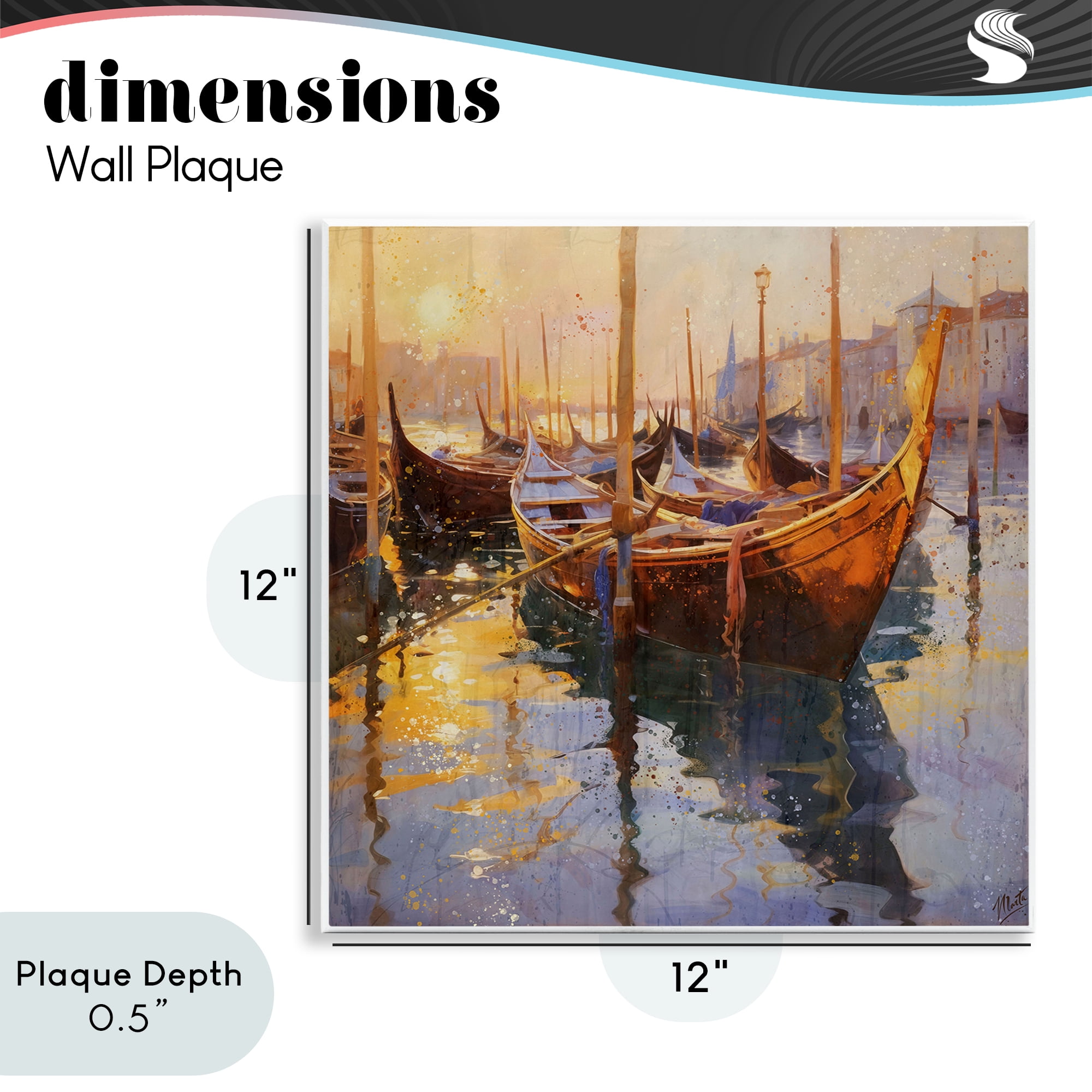 Stupell Industries Venetian Gondolas in Golden Light Wall Plaque Art, design by Marta Wiley