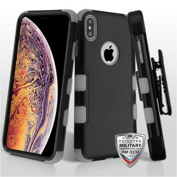 MyBat Natural TUFF Hybrid Holster For iPhone XS Max (6.5") - Black Gray