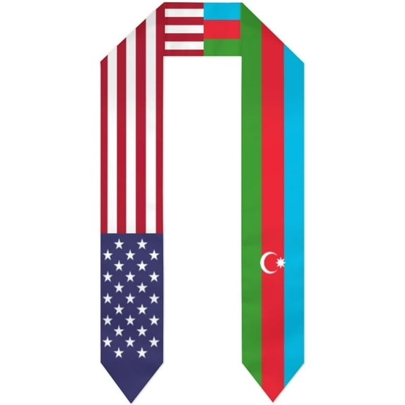 Azerbaijan Mix USA United States Flag Graduation Stole For International Student Stole Pride Cheers Shawls
