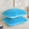 thumbnail image 4 of XeGe Plush Shaggy Duvet Cover Set, Luxury Ultra Soft Fluffy Faux Fur Bedding Sets 3 Pieces Velvet(1 Fuzzy Furry Comforter Cover + 2 Faux Fur Pillow Cases), Zipper Closure (King, Blue), 4 of 7