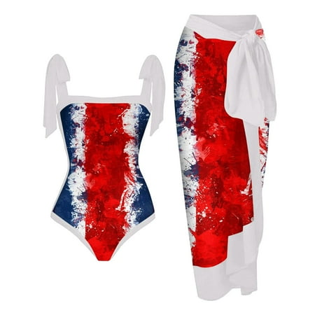 

Women s Fashion Retro Printed Conservative One-piece Beach Dress Set (2 Piece Set With Bra Pads And No Steel Bra)