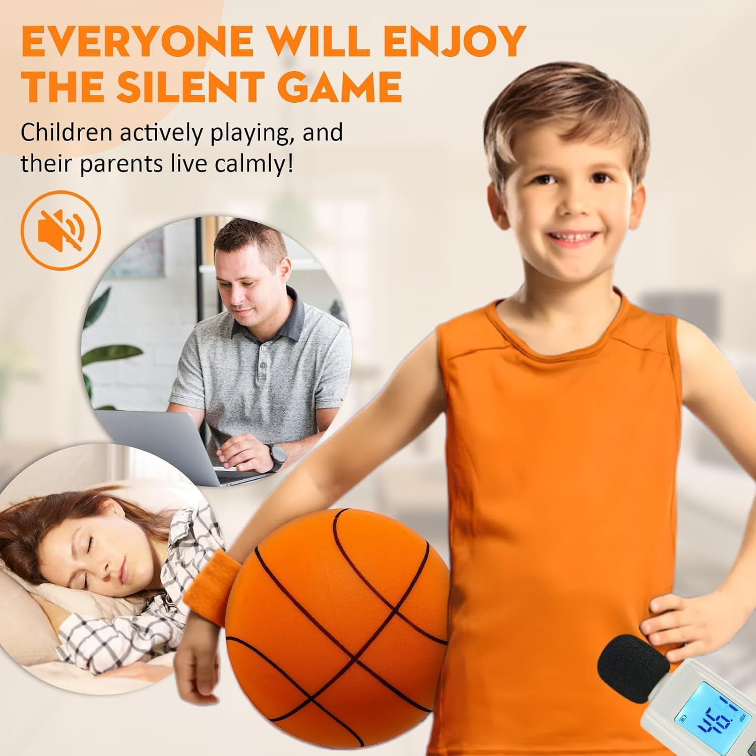 Silent Basketball Size 7 (29.5") – 2026 New Silent Basketballs Dribbling Indoor, Pro PU Foam Silent Ball for Quiet Dribbling & Indoor Training, Real Feel with Higher Bounce